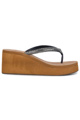 Casual Fashion Sandals 3 Inches Wedge Open Back Round Toe Heels