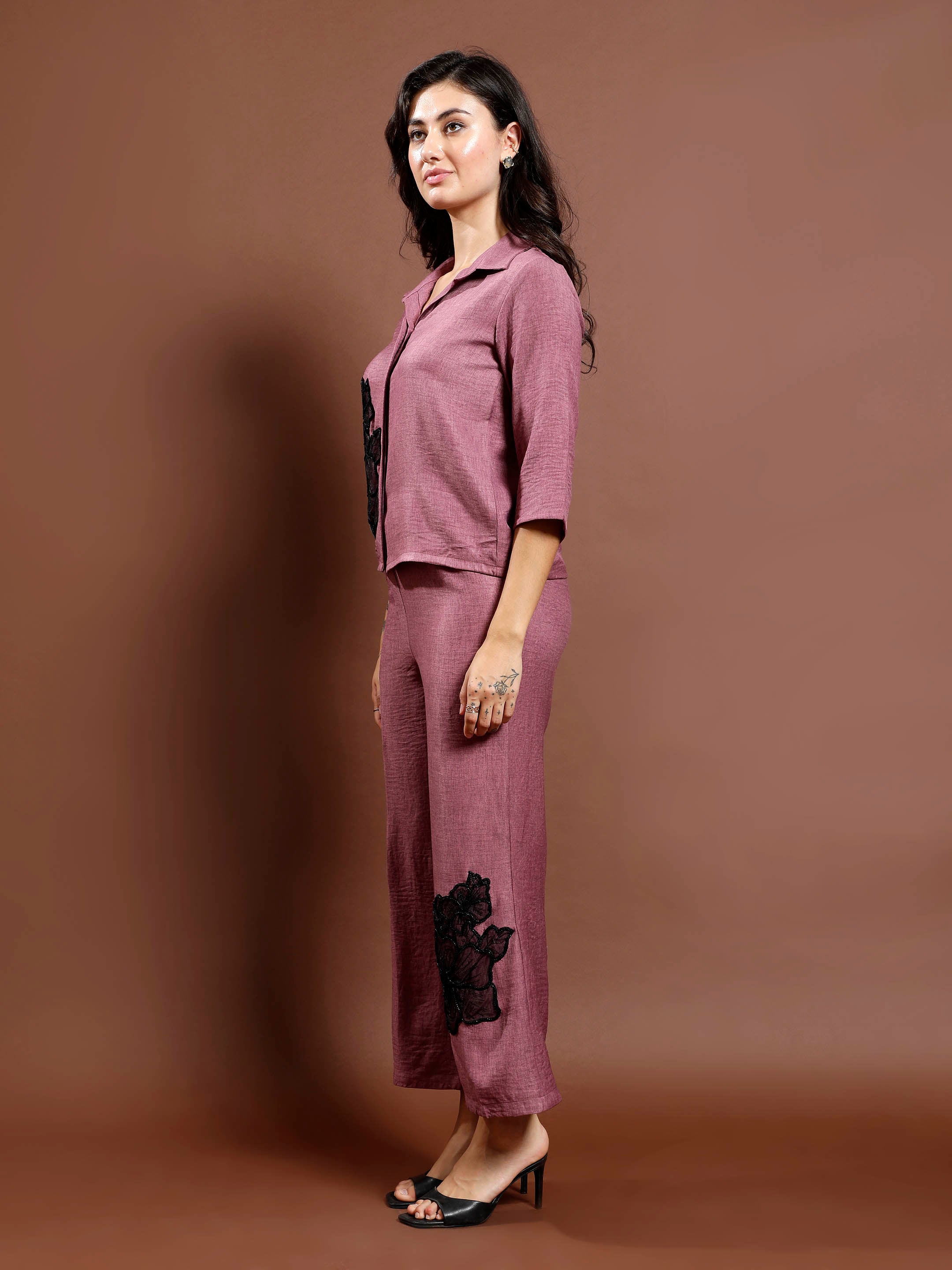 Floral Patchwork Linen Shirt & Trousers