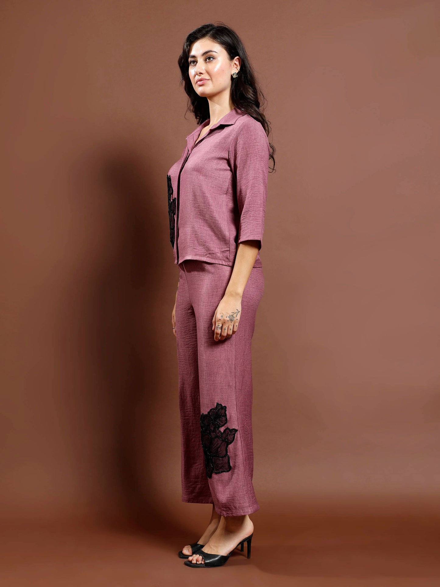 Floral Patchwork Linen Shirt & Trousers