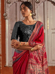 Women's Viscose Silk Printed Designer Saree With Blouse Piece