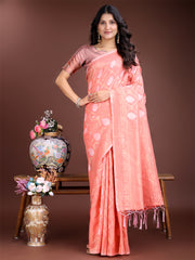 Elegant Sea Green Cotton Saree for Women – Soft Lightweight Saree with Zari Woven Butta & Tassel Border
