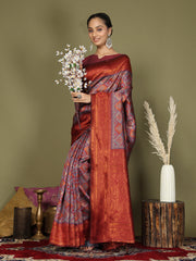 Majestic Red & Teal Silk Saree with Rich Woven Pallu – A Regal Touch for Special Moments