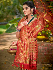 Kanjivaram Silk Saree for Women | Rich Zari Woven Pallu & Border | Traditional Bridal Saree | Perfect for Wedding & Festive Wear | Comes with Unstitched Blouse Piece