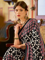 Women's Crepe Printed Designer Saree With Blouse Piece