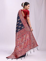 Banarasi Silk Saree with Silver Zari Border & Paisley Design - Festive Wedding Wear | Elegant Traditional Pallu | Soft Silk Finish for Women | Cultural Ethnic Saree