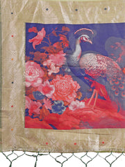 Floral Linen Cotton Saree with Zari Border & Digital Printed Pallu - Elegant Sari for Festive Occasions