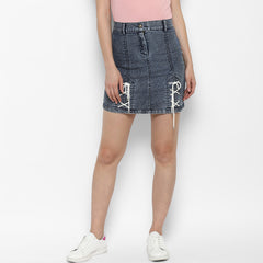 Women's Denim Skirt with White Tie Up