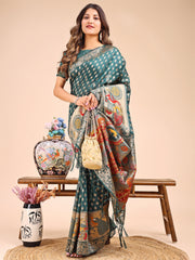 Majestic Linen Cotton Saree with Royal Peacock Pallu - A Celebration of Heritage and Grace