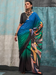 Women's Crepe Printed Designer Saree With Blouse Piece