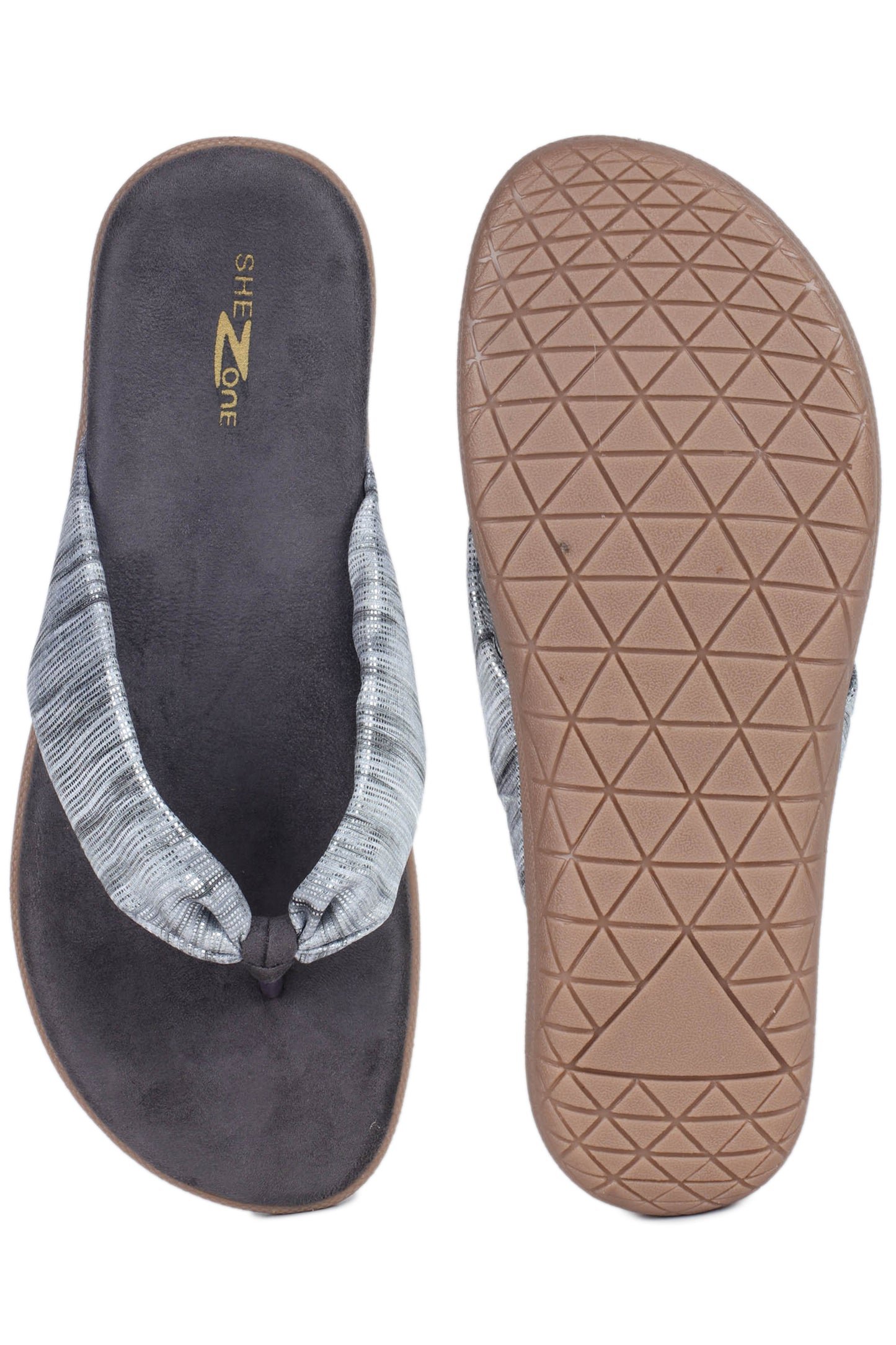 Casual Grey One Toe Flats Round Toe Slip-On Flats