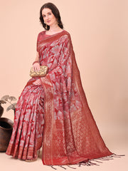 Elegant Cotton Silk Saree with Floral Design & Rich Pallu - Festive & Wedding Wear