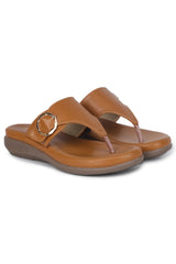 Casual Tan Open Toe Flats Round Toe Slip-On Flats