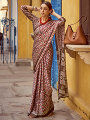 Women's Crepe Printed Designer Saree With Blouse Piece