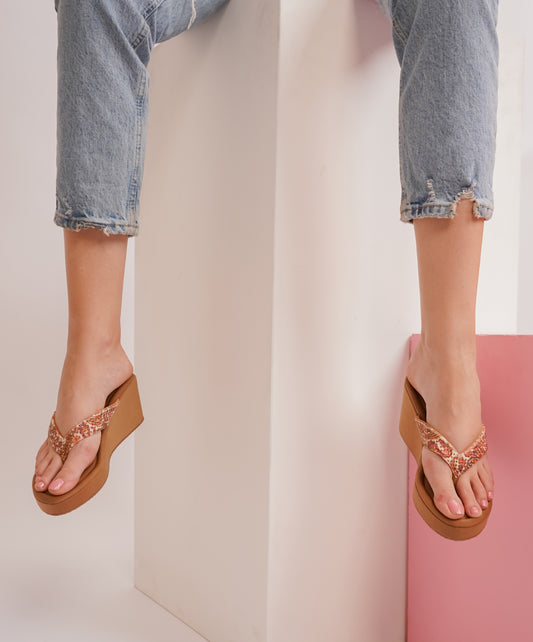 Fashion Open Back Sandal 3 inches Wedge Heels