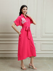 Linen A-Line Midi Dress