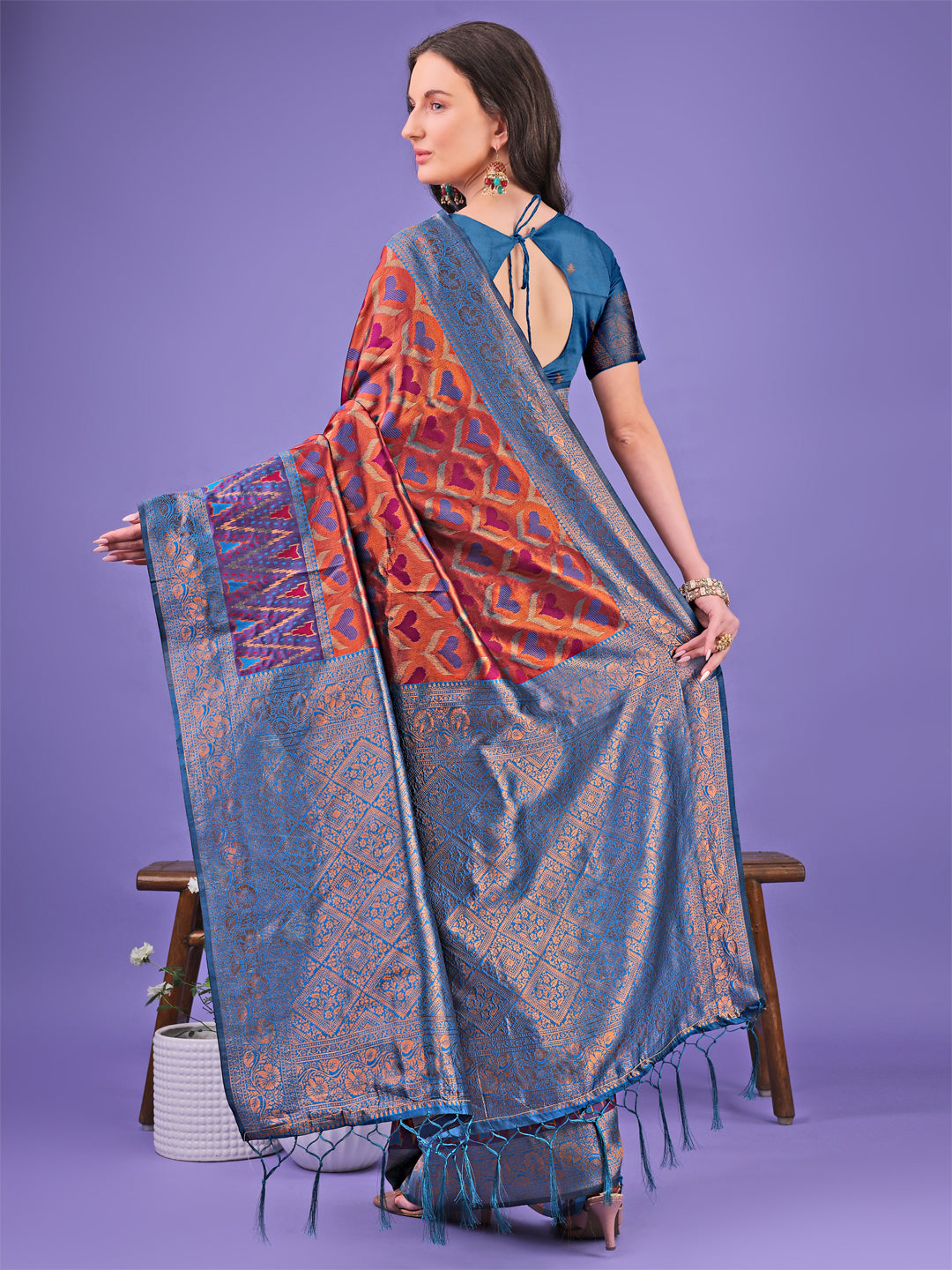 ASTITA - Radiant Lichi Silk Saree - A Touch of Royalty in Every Thread