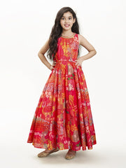 Pink & Green floral printed Dress