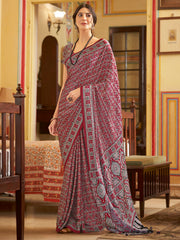 Women's Crepe Printed Designer Saree With Blouse Piece