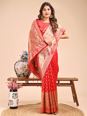 Grace in Every Thread – Sea Green & Beige Linen Cotton Saree with Royal Paisley Charm