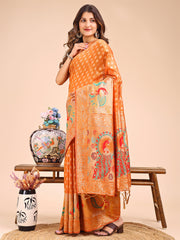 Majestic Linen Cotton Saree with Royal Peacock Pallu - A Celebration of Heritage and Grace