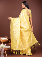 Elegant Yellow Cotton Saree with Golden Zari Work – Graceful Comfort for Everyday & Festive Wear