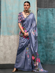 Women's Crepe Printed Designer Saree With Blouse Piece