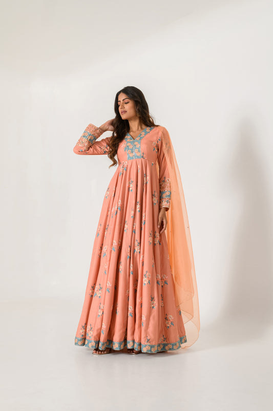 Scarlet Orange Anarkali Suit