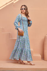 Seagreen Smocked Satin Maxi Dress