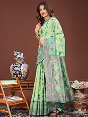 Radiant Linen Cotton Patola Saree - Where Tradition Dances with Elegance