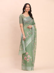 Rust Cotton Cotton Saree with Tribal Floral Print | Bold Ethnic Design | Lightweight Casual & Festive Saree for Women