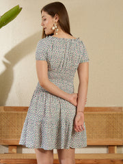 Women's Multi Colored Floral Smocked Dress