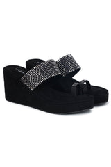 Casual Fashion Sandals 3 Inches Wedge Open Back Round Toe Heels