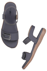 حذاء مسطح رمادي كاجوال ذو مقدمة دائرية وحلقة للكاحل