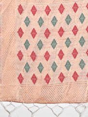 Jaquard Saree with Tassels - Radiate Soft Elegance and Timeless Beauty