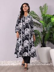Women V Neck Bold Floral Printed with Trouser
