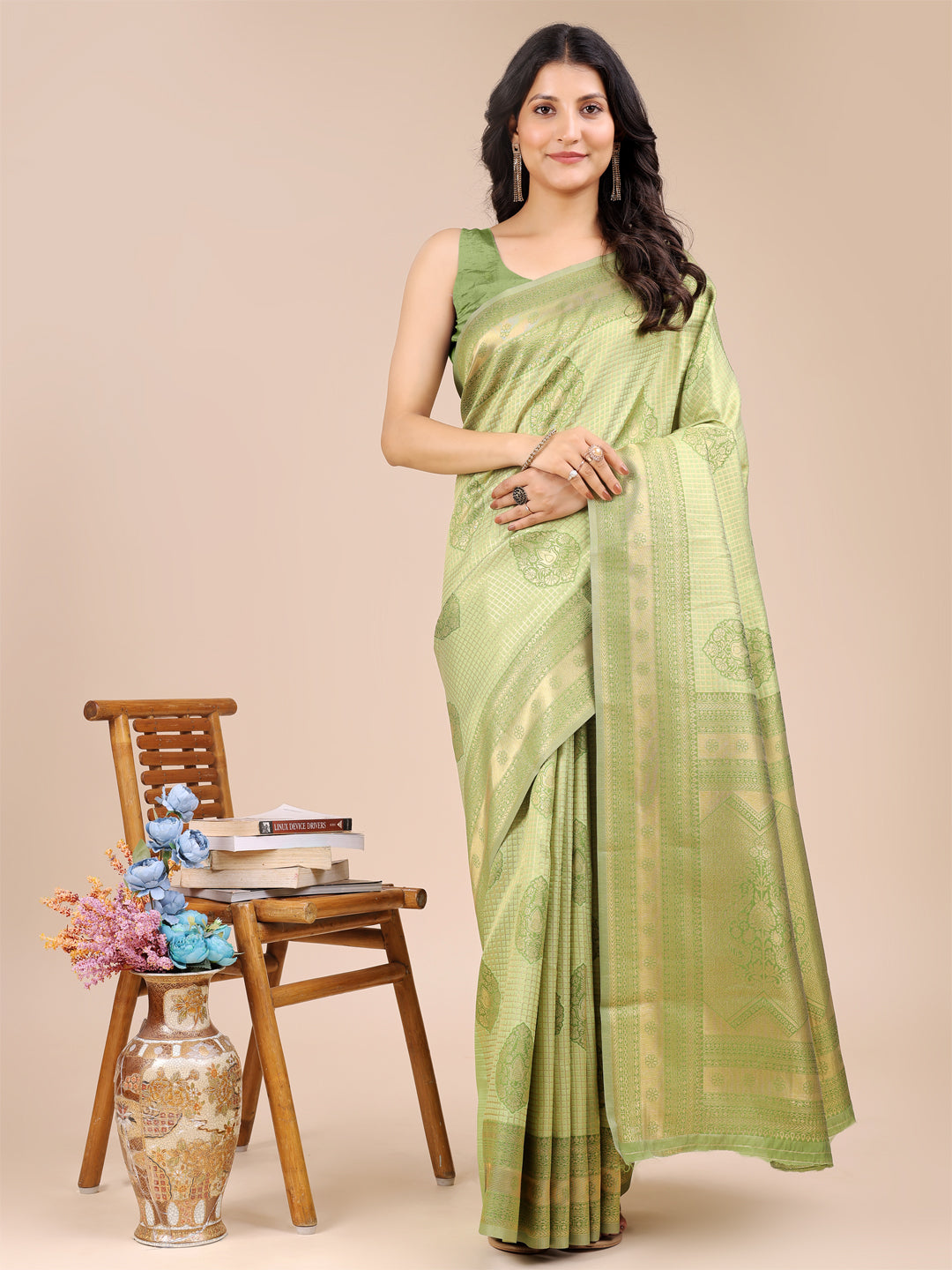 Graceful Light Green Silk Saree – Subtle Sophistication for Every Occasion