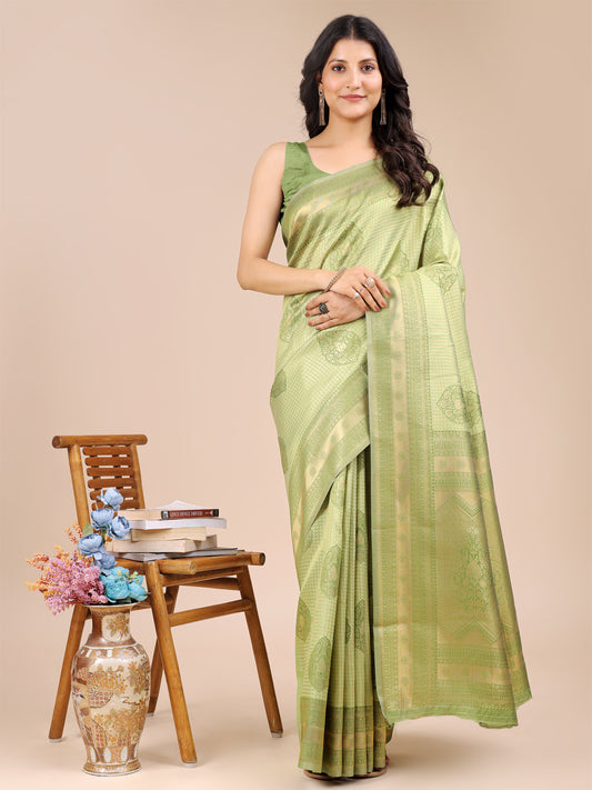 Graceful Light Green Silk Saree – Subtle Sophistication for Every Occasion