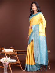 Graceful Orange & Maroon Banarasi Silk Saree with Rich Zari Woven Border – Traditional Elegance for Celebrations