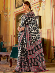 Women's Crepe Printed Designer Saree With Blouse Piece