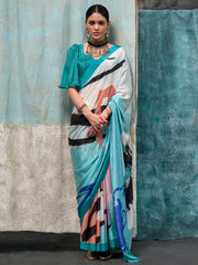 Women's Crepe Printed Designer Saree With Blouse Piece