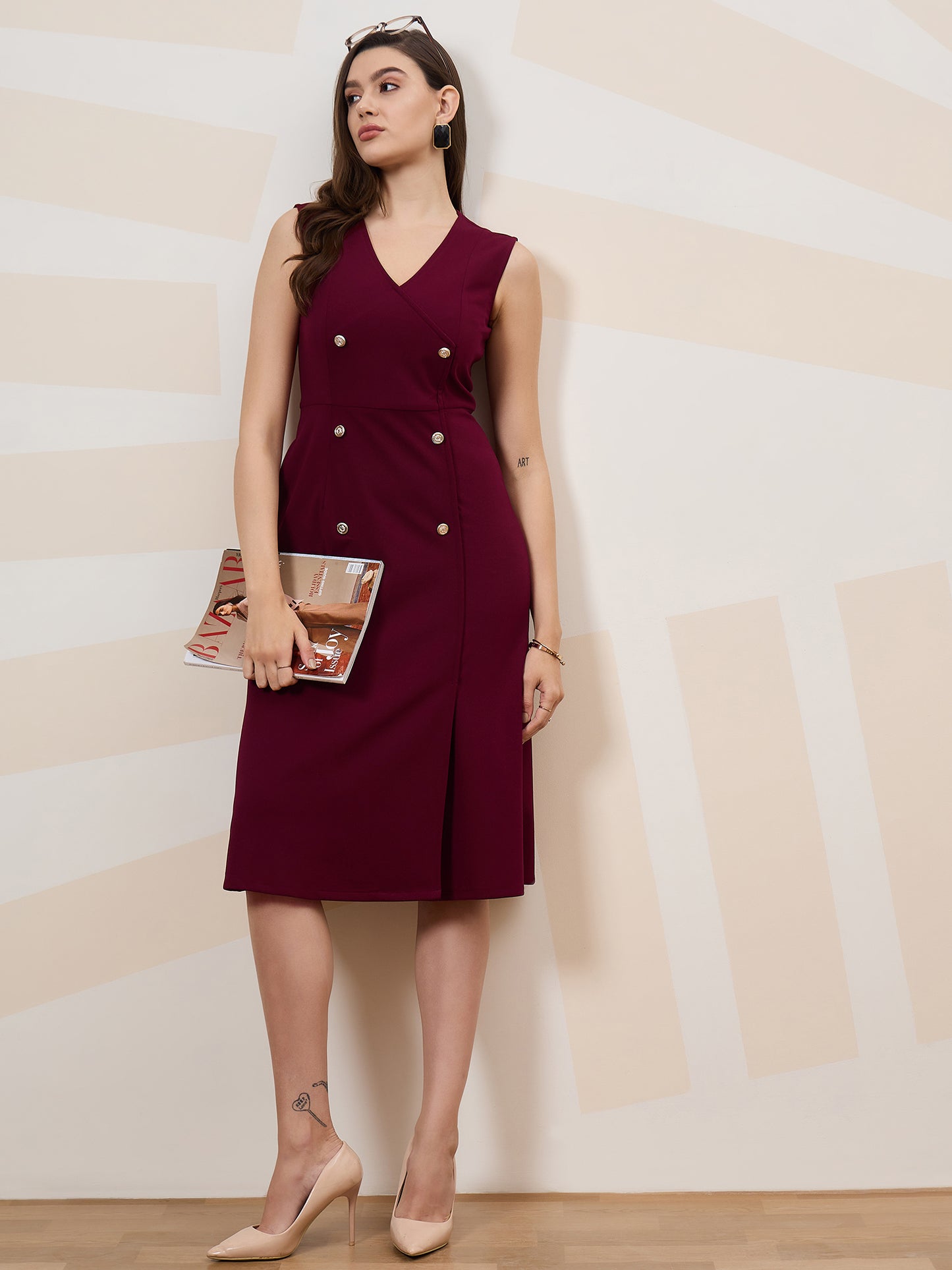 Scuba Sleeveless Formal Blazer Dress