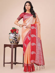 Graceful Silk Saree with Rich Woven Border & Paisley Pallu - Perfect for Festive & Wedding Wear