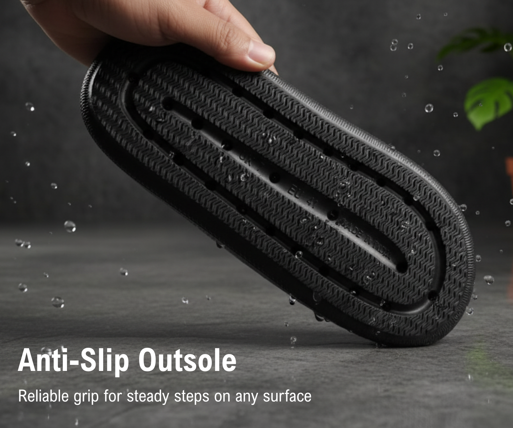CloudFoam Pillow Slippers for Men Non Slip Quick Drying Shower Slides Bathroom Sandals  HA8201 Black