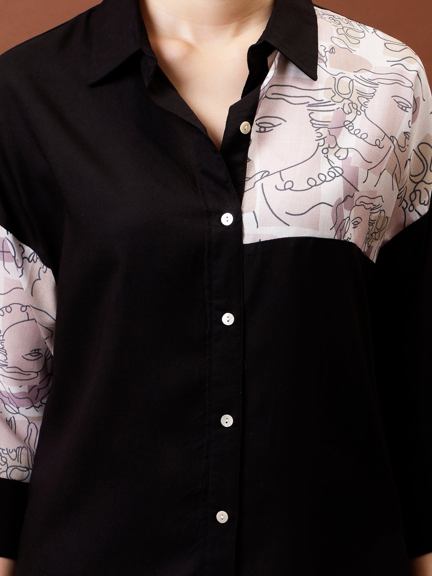 Applique Cotton Shirt Style Top