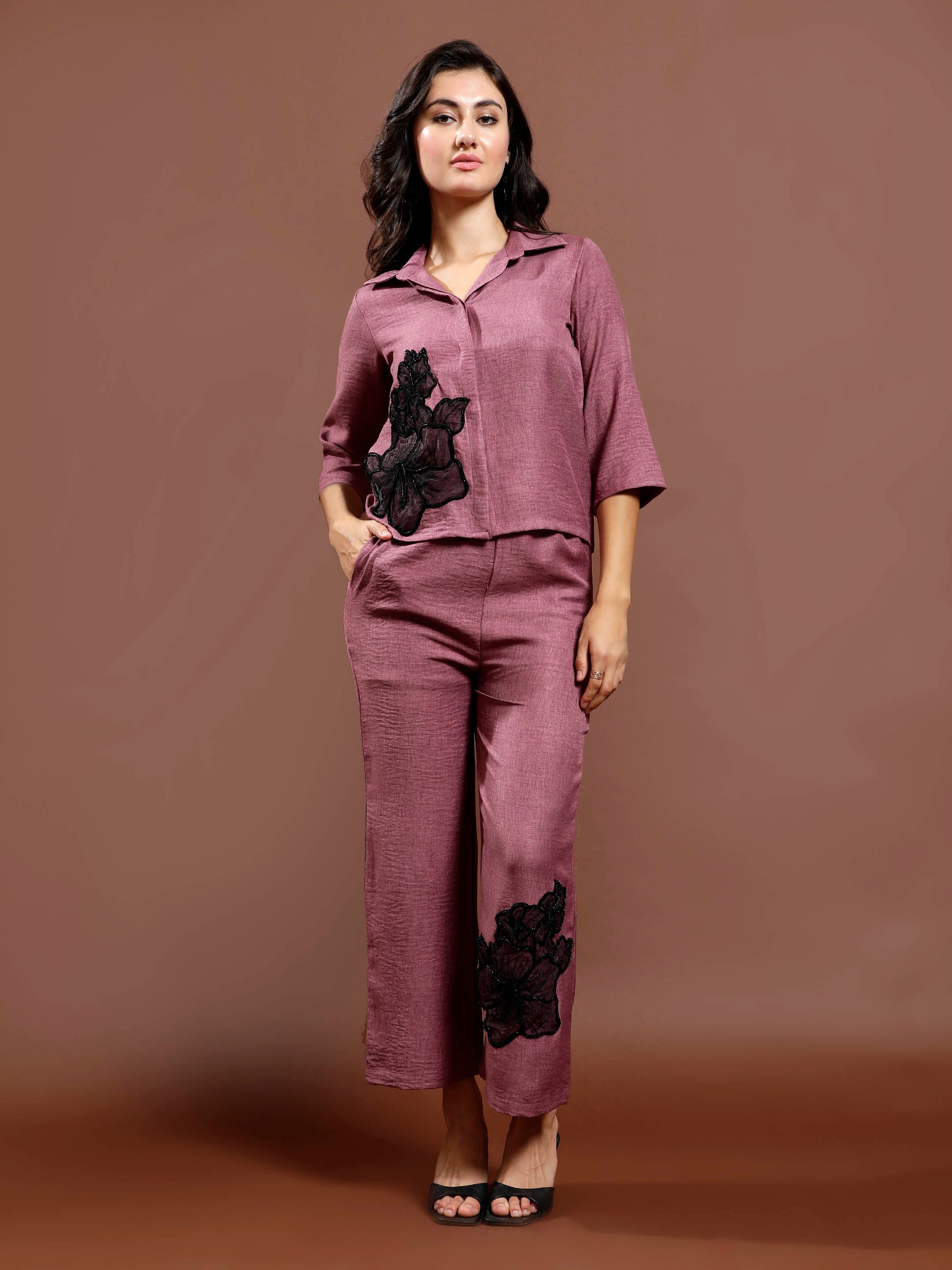 Floral Patchwork Linen Shirt & Trousers