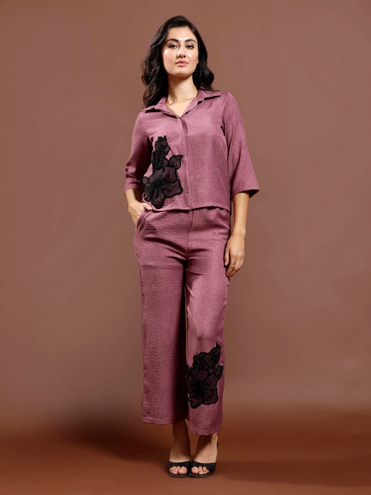 Floral Patchwork Linen Shirt & Trousers