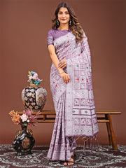 Threads of Tradition: Beige Linen Cotton Saree Woven with Stories of Grace & Heritage