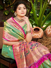 Kanjivaram Silk Saree for Women Yellow Wedding Wear with Red Blouse Rich Zari Woven Design Saree