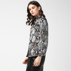 Women's Black and Grey Snake Skin Shirt