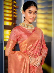 Graceful Yellow Banarasi Silk Saree with Golden Zari Woven Border & Floral Jaal – Wedding & Festive Wear
